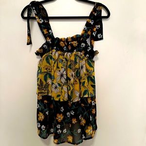 Who What Wear Floral Print Tiered Tank Top - Size XS